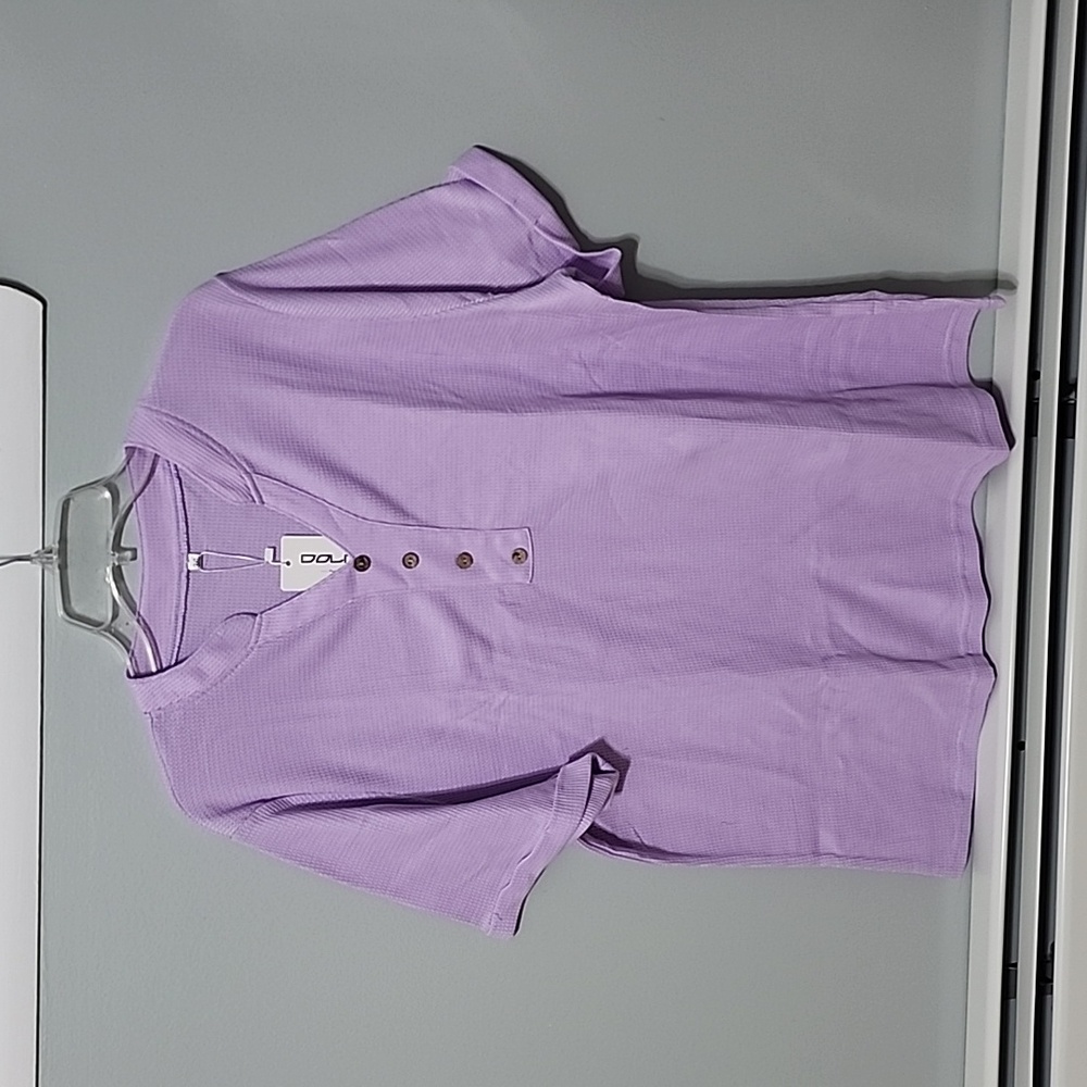 Dolnine, 3XL Women's Light Purple Waffle Top